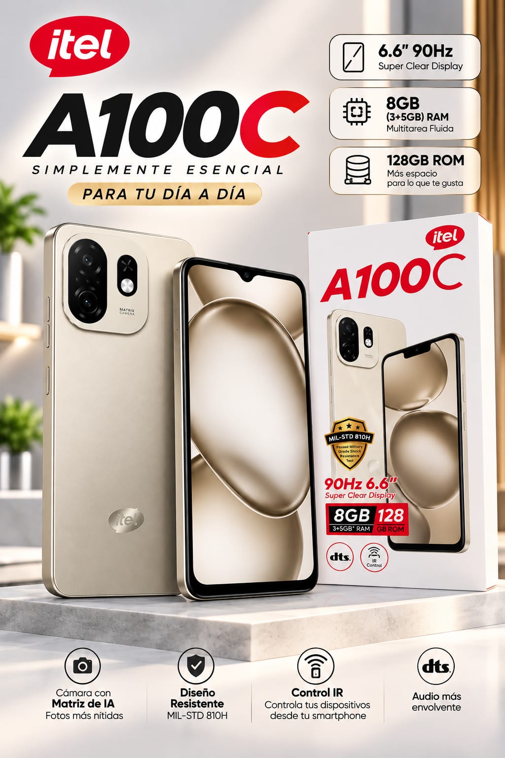 itel A100C Titanium Gold 8GB(3+5)+128GB